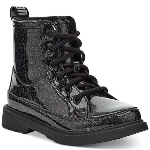UGG Robley Glitter Booties Combat Boots Black Big Kids Size 6 Womens 7 NEW - Picture 1 of 7